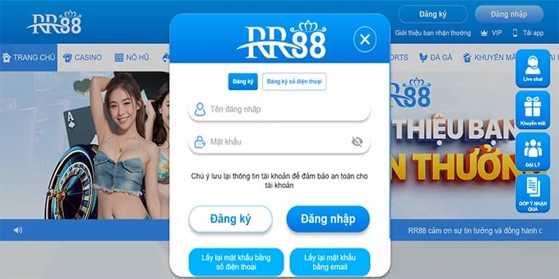 Hướng dẫn đăng nhập nhà cái RR88